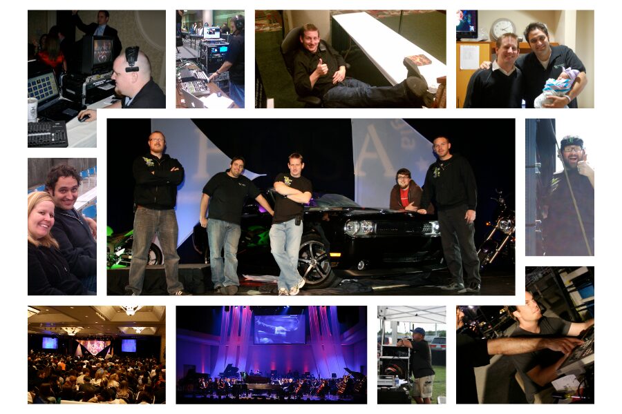 Collage showing images of the Technical Elements team spanning their 25 years in the business.