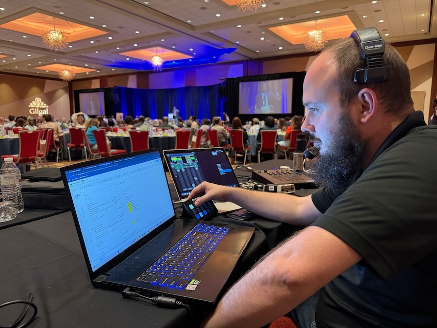 Technical Elements employee works behind the scenes at a GilGal Atlanta event.